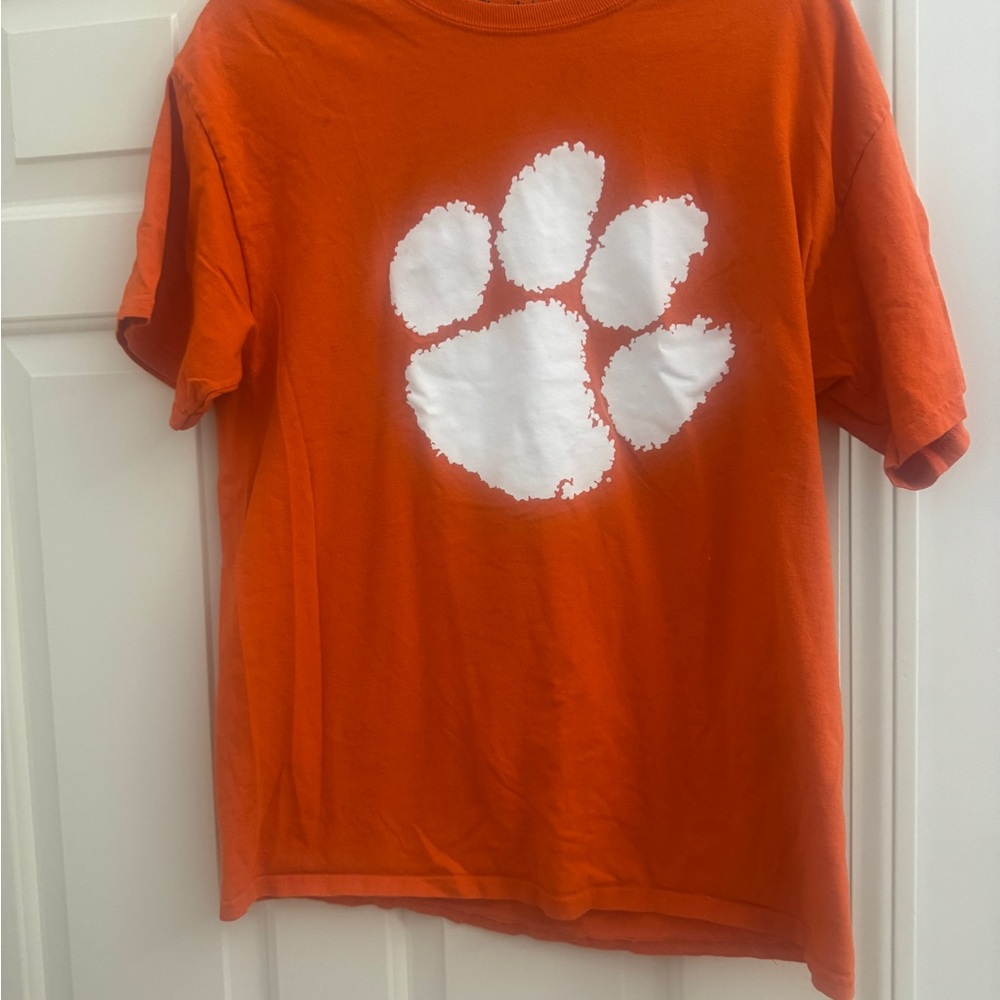 Cute Orange clemson university tee with Paw Print
